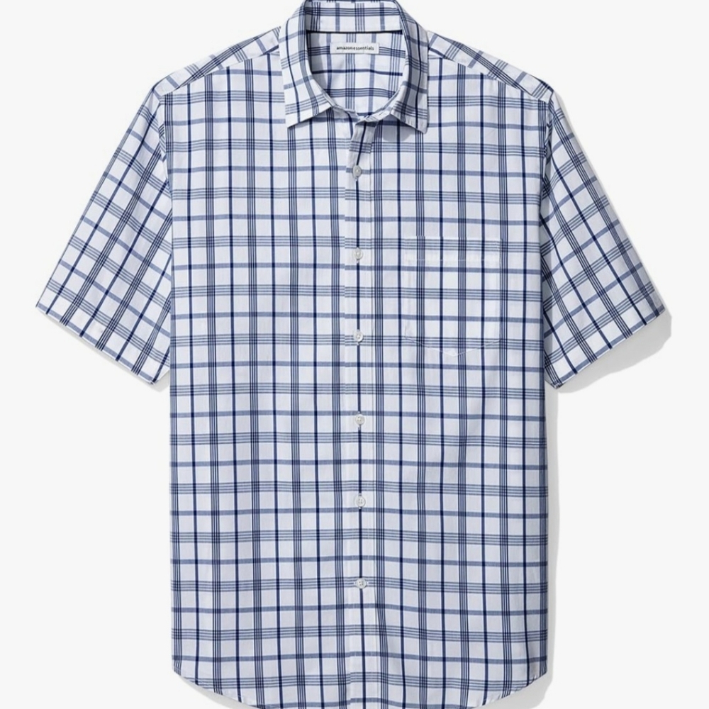 Essentials Men's Slim-Fit Short-Sleeve Poplin Shirt